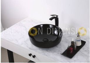 Black Art Ceramic Wash Basin with Pop Up- GC-1109 Size :410 x 410 x 130