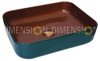 Green/Copper Art Wash Basin with Pop Up- GC-1112, Size : 500 x 390 x 130