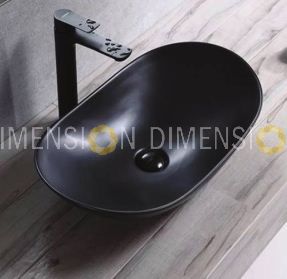 Matte Black Art Ceramic Wash Basin with Pop Up - GC-1115 Size :605 x 360 x 155