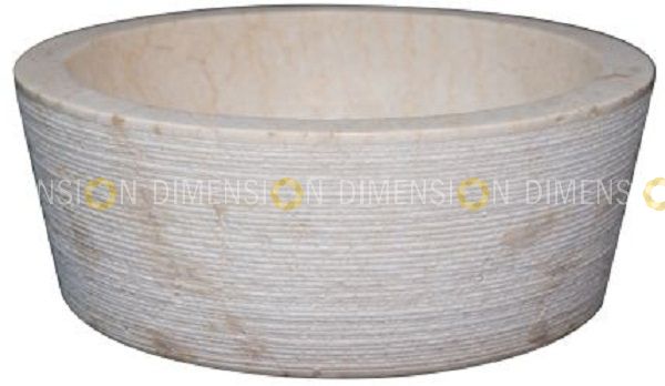Cream Marble Drum Sink Full Polish- GC-2212, Size : 40 x 40 x 15