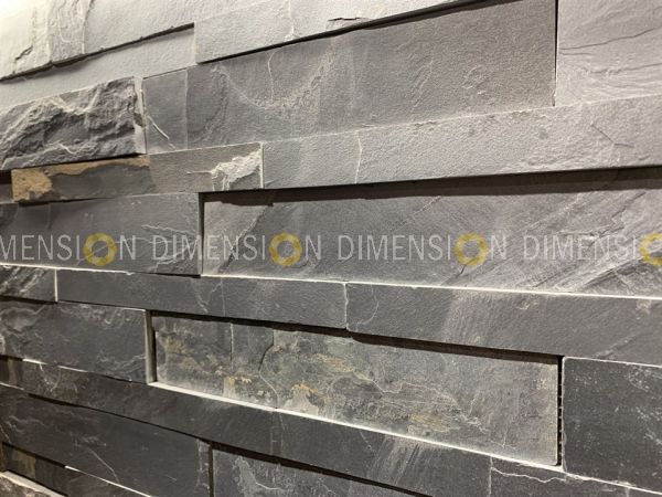 Cladding Stone Panel - DM-STK 28 - Black Rustic, Tile: 600mm X 150mm