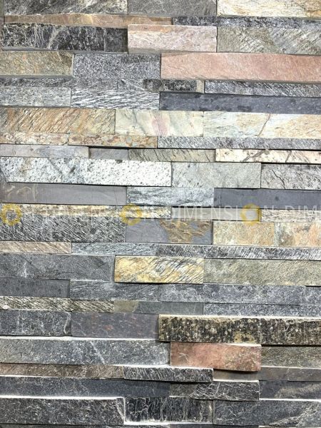 Cladding Stone Panel - DM-STK 29 - Quartzite Mix Panel, Tiles : 600mm X 150mm