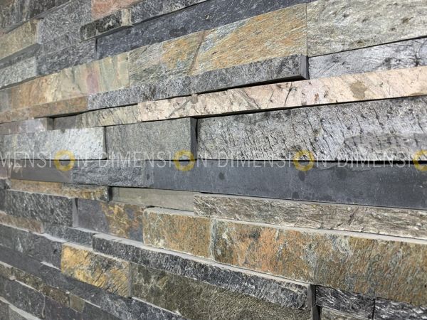 Cladding Stone Panel - DM-STK 29 - Quartzite Mix Panel, Tiles : 600mm X 150mm