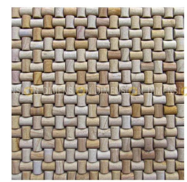 Cladding Stone Panel - DM-MO-111 - Teak Small weaving mosaic , 300mm X 300mm