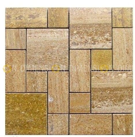 Cladding Stone Panel - DM-MO -75, Sahara Gold Marble Mosaic - 300mm X 300mm