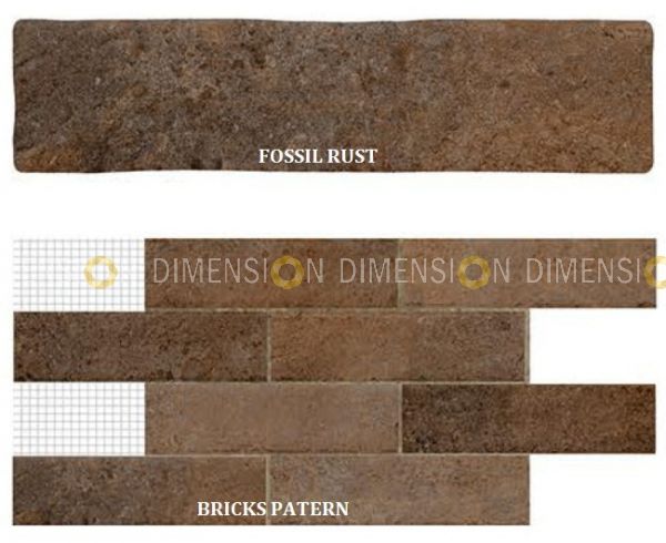 SUBWAY Wall Tiles, Color : Fossil Rust, Size : 75mm X 300mm